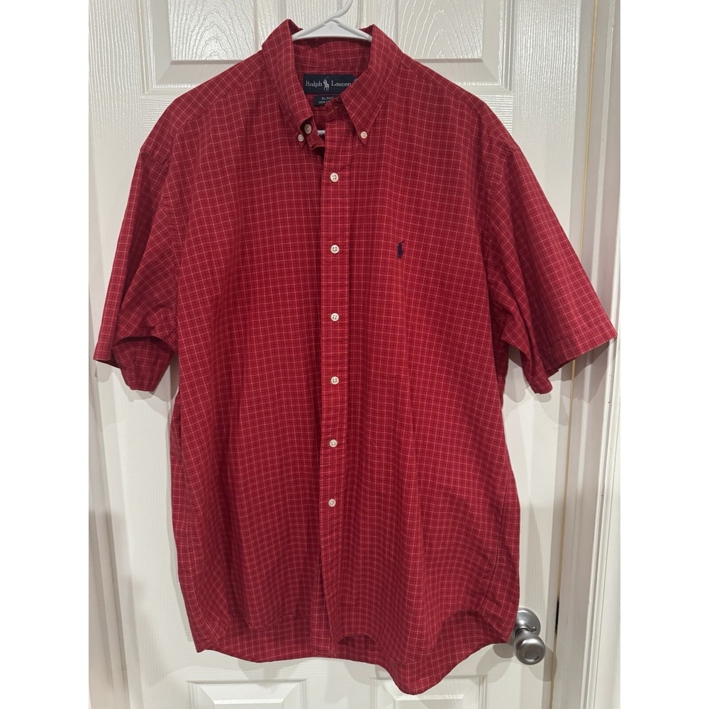 Ralph Lauren Blake Button up Shirt Men's Size Large Red Plaid Short Sleeve Pony